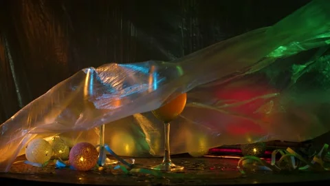 New Year's decor on the table Stock Footage 144936475