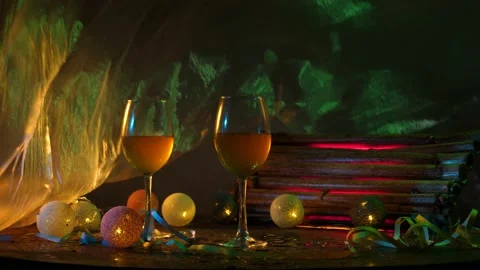 New Year's decor on the table Stock Footage 144985555