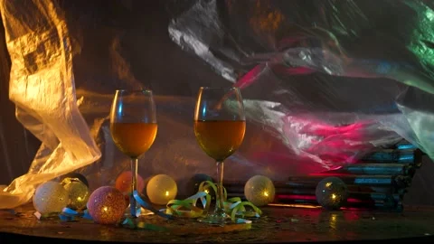 New Year's decor on the table Video stock 144986269