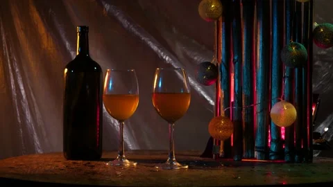 New Year's decor on the table Stock Footage 144986439