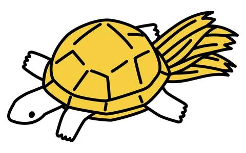 New Year's decorated turtle, isometric line drawing icon イラスト素材