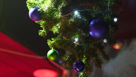 A New Year's decoration hangs on the ceiling of a nightclub Stock Footage 324915609