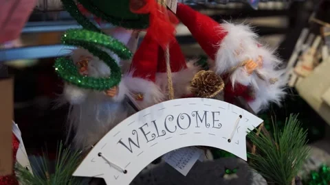 New Year's decorations Welcome in the store Stock Footage 256287082