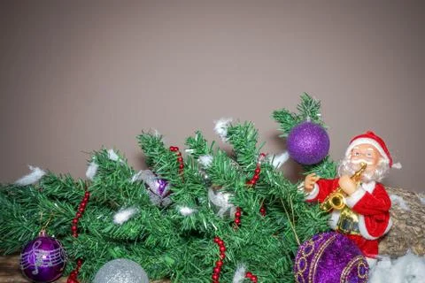 New Year's Easter and Easter decoration with Santa Claus playing Stock Photos