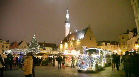New Year's Eve on a central square. Tallinn. Estonia. Stock Footage 42811344
