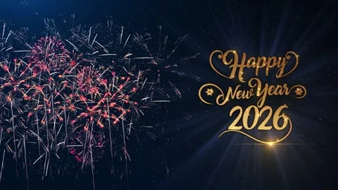 New years eve countdown to 2026 fireworks glittering gold particles. Sparkling Stock Footage 320770048