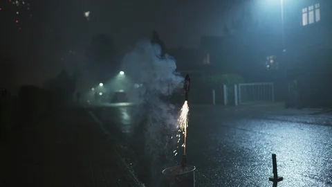 New Year's Eve Firework taking off. Stock Footage 86597537