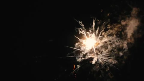 New Year’s Eve Fireworks Exploding in Night Sky Stock Footage 327440554