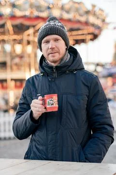 New Year's Eve. A man is walking on the street Stock Photos