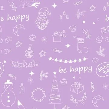 New Year's Eve pattern on a soft purple background. Stock Illustration