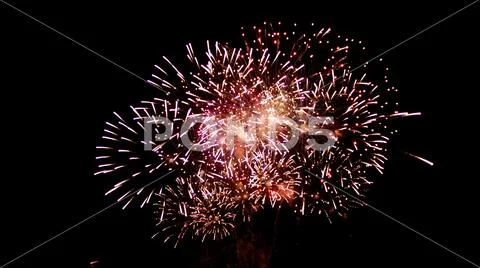 New years festival and anniversary beautiful fireworks sparkle full sky at ni Stock Photos