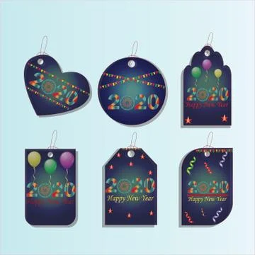 New Year's, festive, multi-colored designs Set. Illustrazione stock