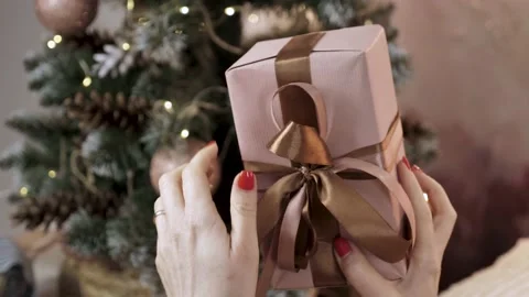 New Year's gift in hands Video stock 146389994