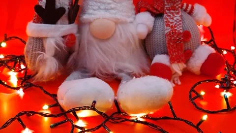 New Year's gnomes on red Stock Footage 322540980