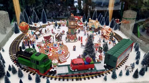 New Year's interactive installation at Christmas market on market square. Stock Footage 255525508