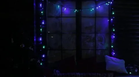 New Year's interior with a garland Stock Footage 59188386
