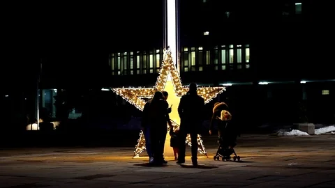 New Year's light decorations Stock Footage 100436387