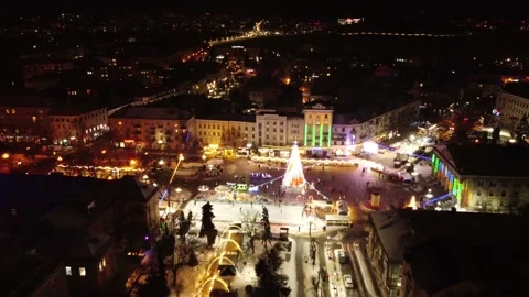 New Year's lights of the central square of the city Stock Footage 169110336