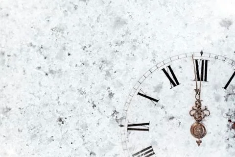 New year's at midnight - old clock and holiday lights Stock Photos