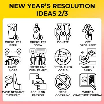 New year's resolution ideas icon set Stock Illustration