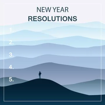 New years resolution in the new year, men standing on the hill looking into new Stock Illustration