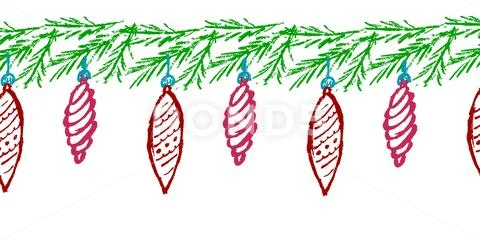 Christmas Tree Branches Border Over White Stock Photo - Image of