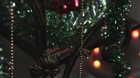 New Year's shiny decor in the interior of the apartment. Christmas decorations, Stock Footage 333374746