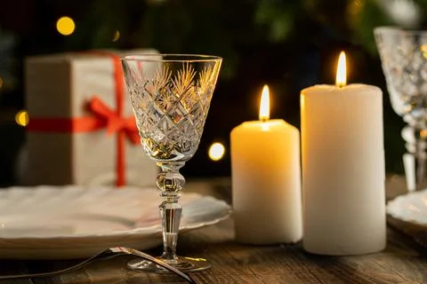 New Year's table. Christmas table setting. Stock Photos