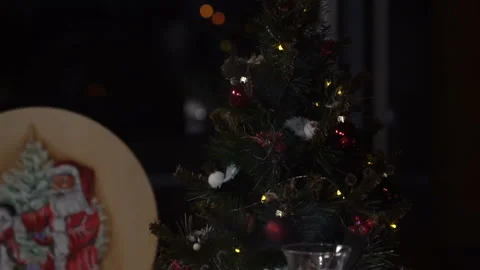 New Year's table with grilled chicken. slow motion Video stock 100163362