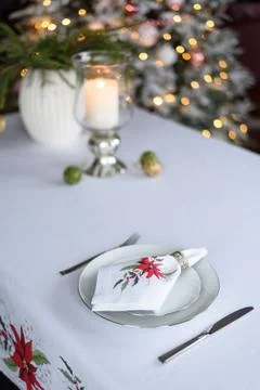 New Year's table setting Stock Photos