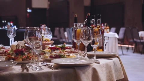 New Year's table, a table at a New Year's banquet Stock Footage 296578736
