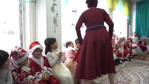 A New Year's tale in kindergarten. Stock Footage 256013526