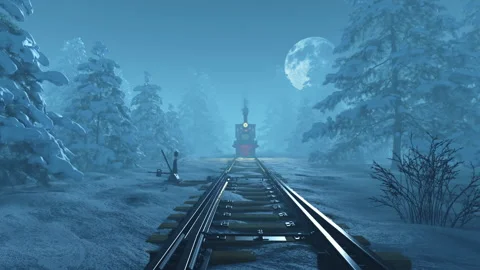 The New Year's train is coming to us against the backdrop of the Christmas Stock Footage 166241037