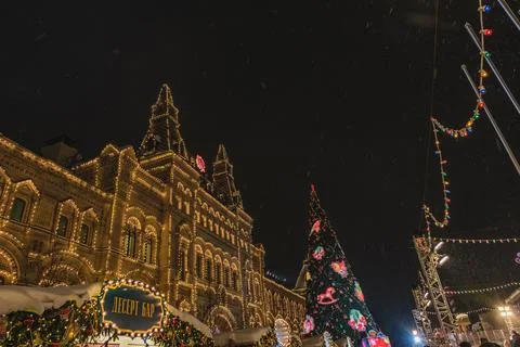New Year's Tree on Red Square in Moscow - New Year 2024 Stock Photos