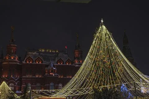 New Year's Tree on Red Square in Moscow - New Year 2024 Stock Photos