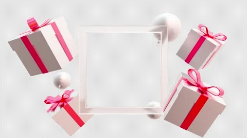 New Year's White Frame And Gifts On Alpha Background Stock-Footage 293801302