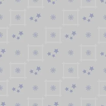 New Year's winter geometric pattern with squares, stars and snowflakes in gray Stock Illustration