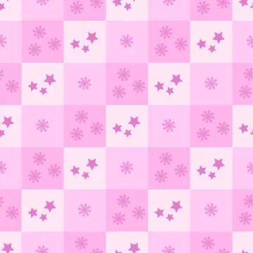 New Year's winter geometric pattern with squares, stars and snowflakes in pink Stock Illustration
