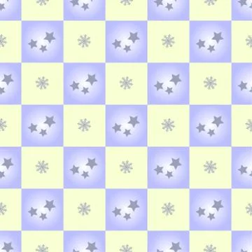 New Year's winter geometric pattern with squares, stars and snowflakes in light Stock Illustration