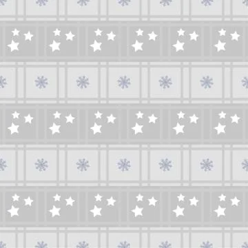 New Year's winter geometric pattern with squares, stars and white snowflakes in Stock Illustration