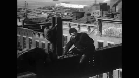 New York, 1906: Construction Workers Move Beam Into Place (1/2) Stock Footage 241650168