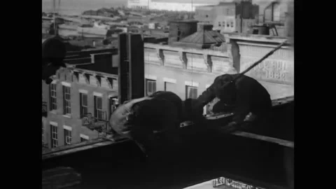New York, 1906: Construction Workers Move Beam Into Place, (2/2) Stock Footage 241701895