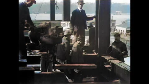 New York, 1906: Construction Workers | Colorized Stock Footage 241704357