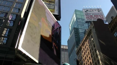 New York 195 Manhattan theater district skyscrapers and big screen Stock Footage 53242269