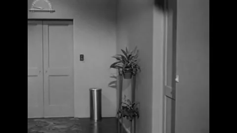 NEW YORK - 1952 - Two thieves hide inside a woman's apartment. Stock Footage 340653721