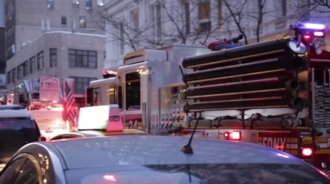 New York  2014 fire engine Stock Footage 40017161