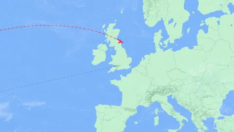 New York to Amsterdam Flight Path Map Animation - USA to Netherlands Stock Footage 326070245