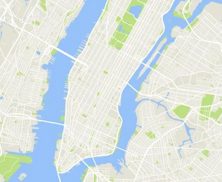 New York and Manhattan urban city vector map Stock Illustration