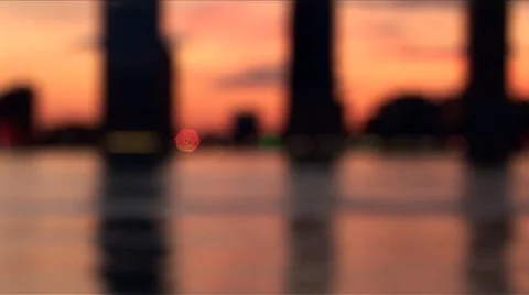 New York-Blurred NJ Sunset Stock Footage 1047144