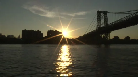 New York bridge at sunset Video stock 997286